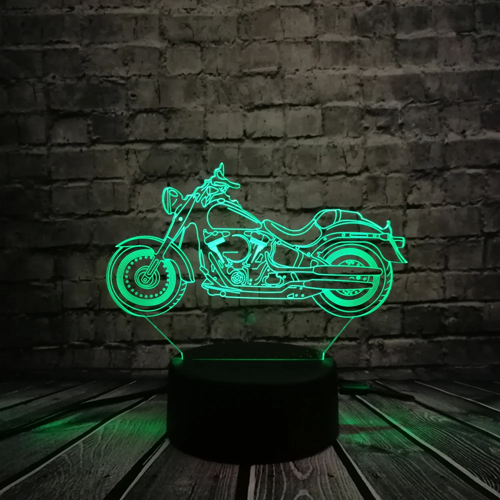 Ретро 3D светодиодный светильник для мотоцикла ночной Светильник RGB Иллюзия