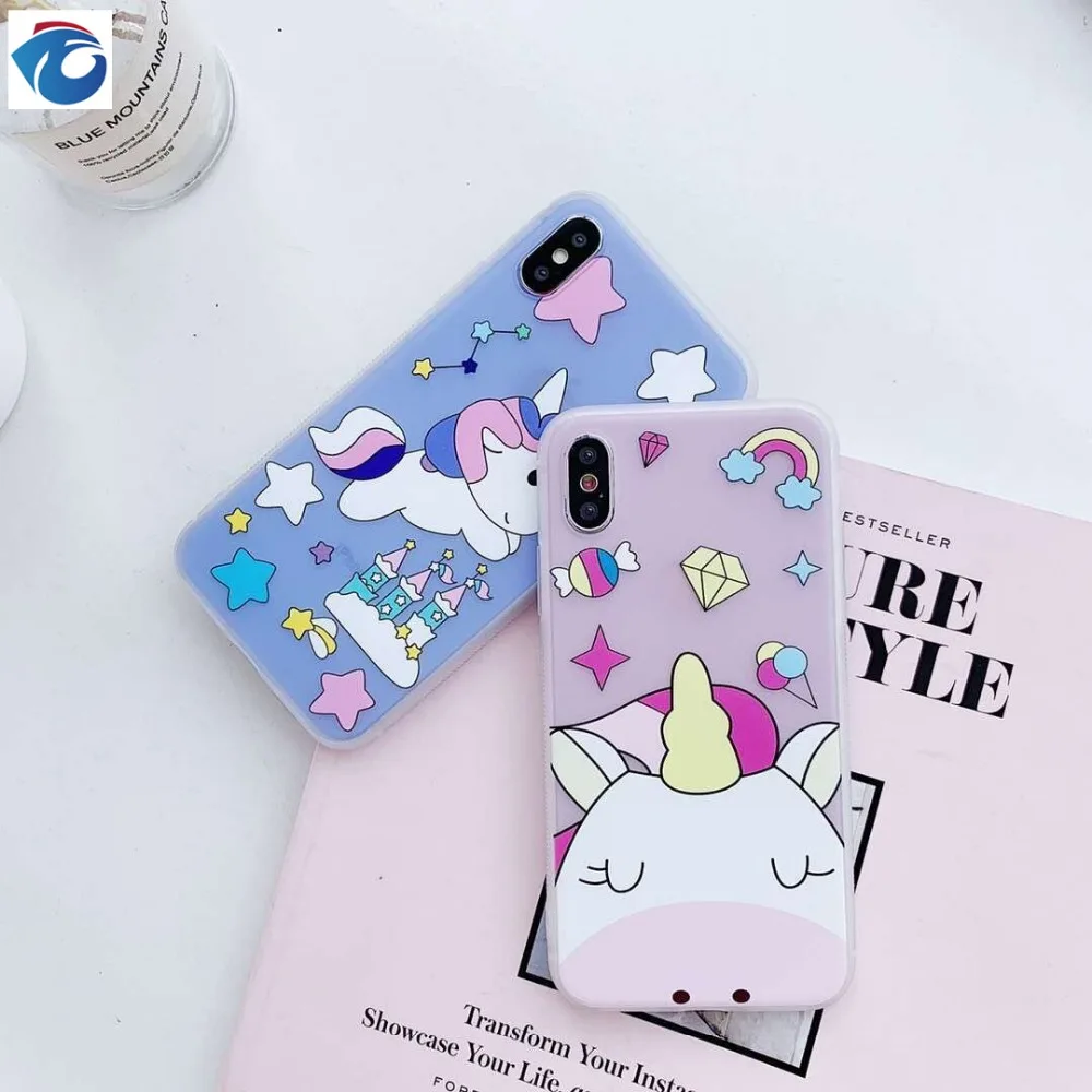 HUANQING милый Cartooon телефон с единорогом чехол для iphone X XR XS Max 6 6s 7 8 plus Радужный Модный