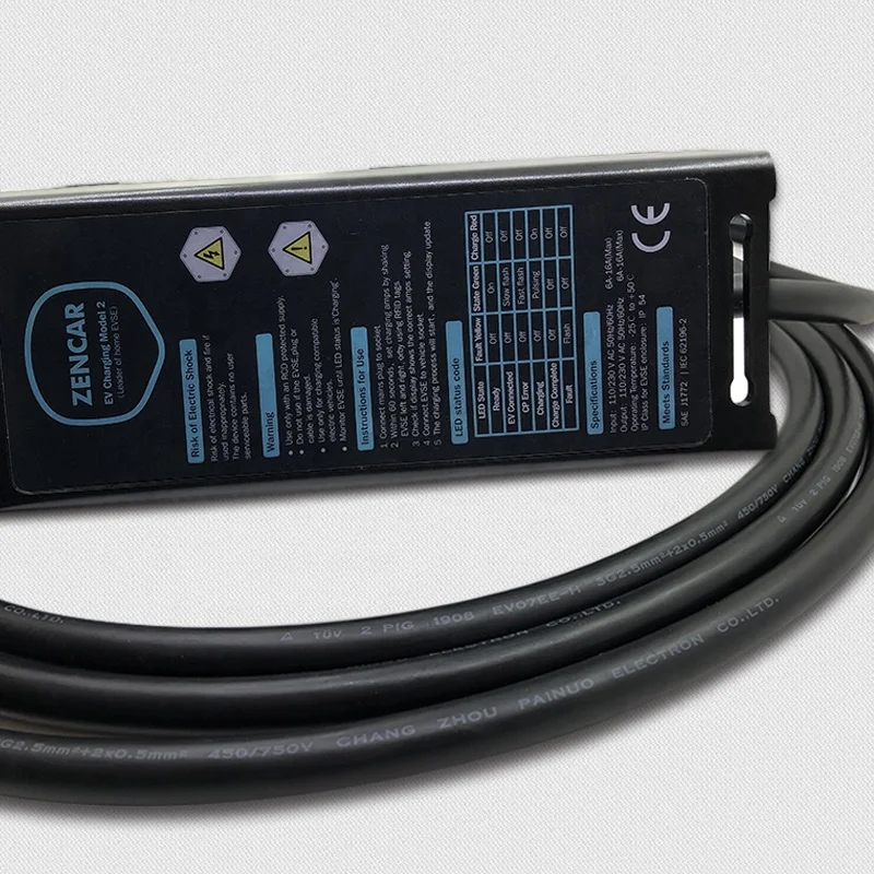 Тип 2 IEC62196 ЕС вход питания 16A регулируемый уровень EVSE 5 м кабель для электрического