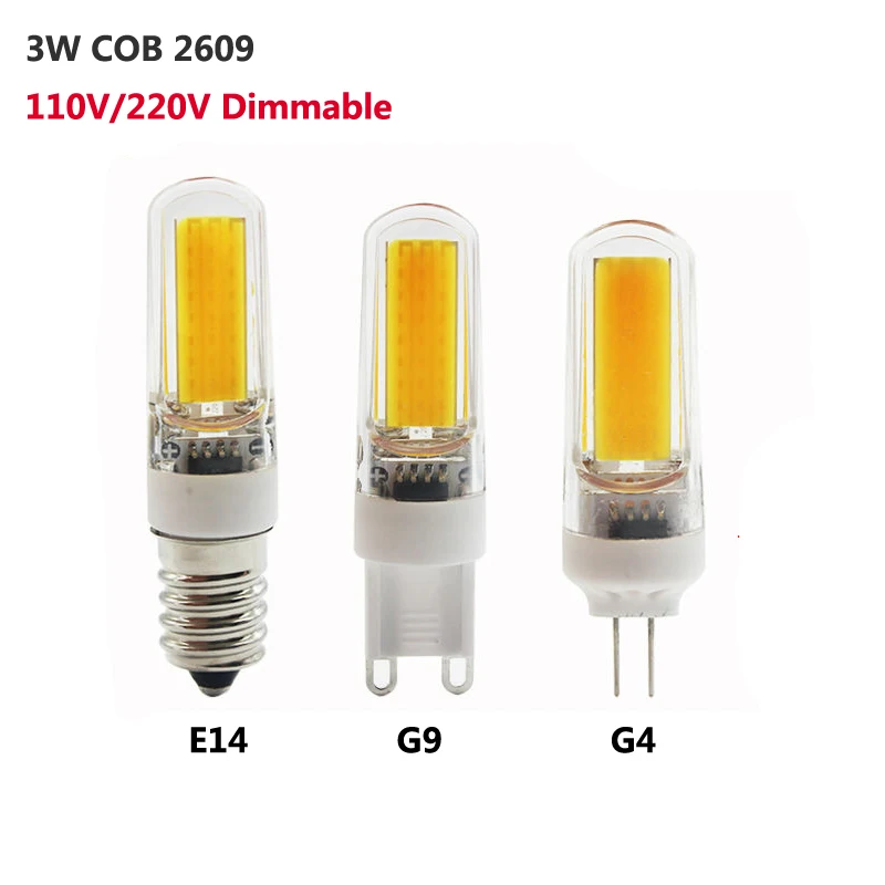 G9 G4 E14 LED 110V 220V 6W Dimmable LED Lamp 2609 SMD COB Bulb Lamp Light 360 Beam Angle Chandelier Lights Replace Halogen