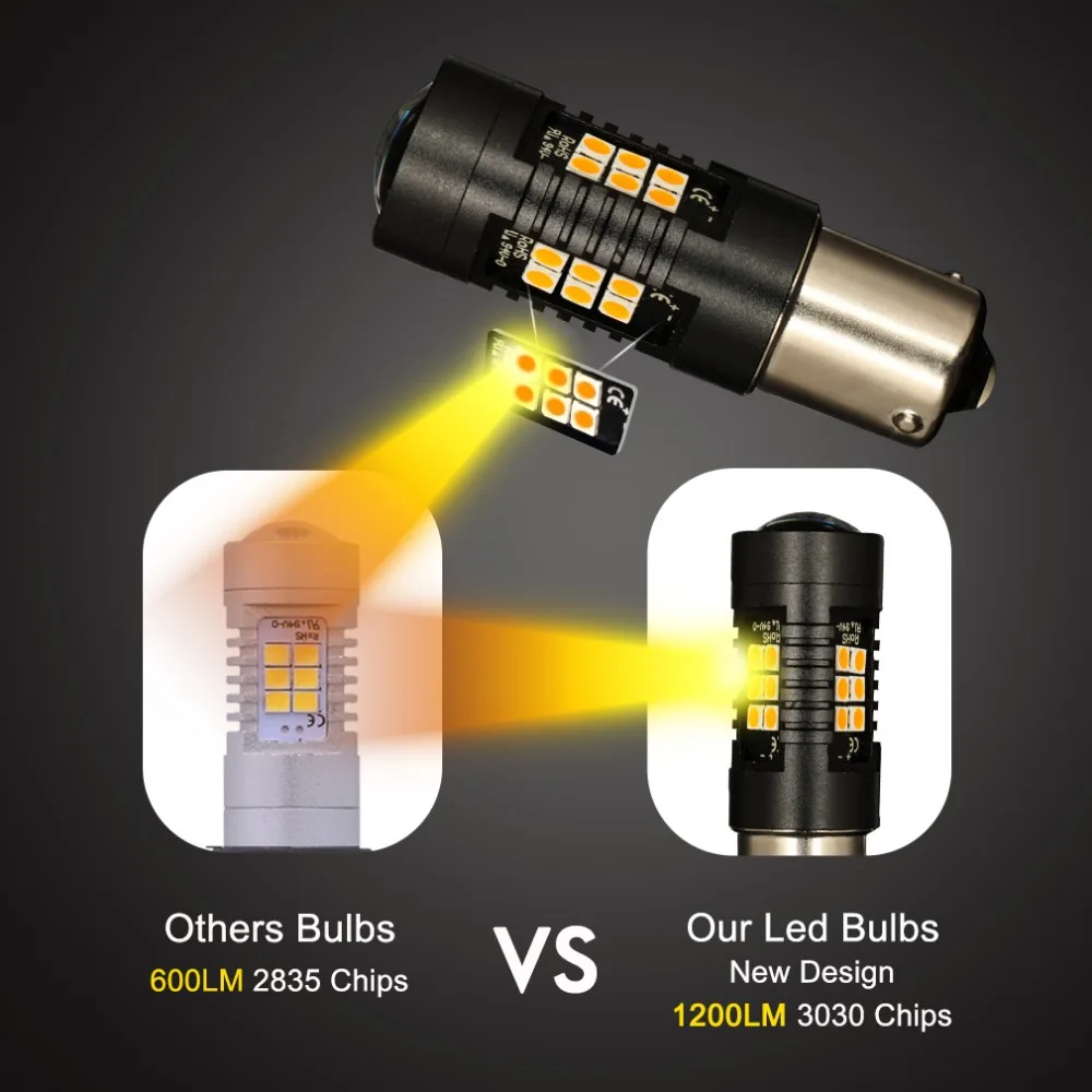 2x PY21W светодиодный 1156 BAU15S лампы 21SMD Автомобильные тормоза поворота Фары заднего