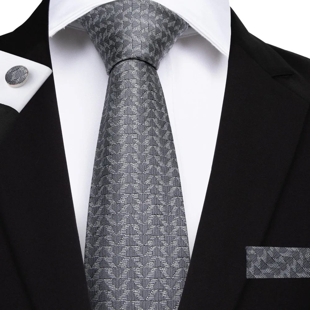 

DiBanGu Fashion Men 8cm Tie Skinny Narrow Silk Jacquard Woven Neckties For Men Wedding Party Groom Gray Ties Cravatte MJ-7159
