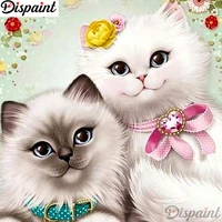 dispaint full diamond flower cat diy 5d diamond painting cross stitch home decor picture of rhinestone handmade a12922