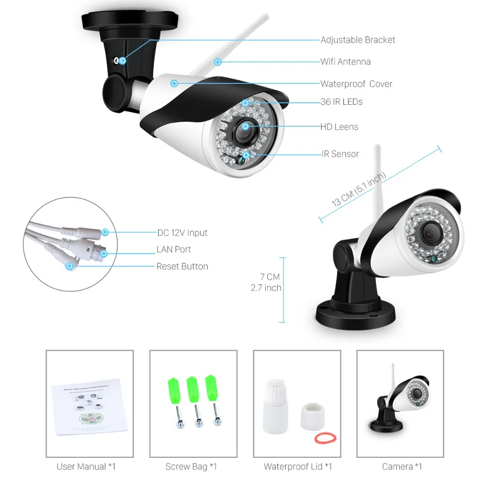 ANBIUX 1080P Wifi Проводная 2MP ip камера безопасности Аудио запись ONVIF P2P Обнаружение