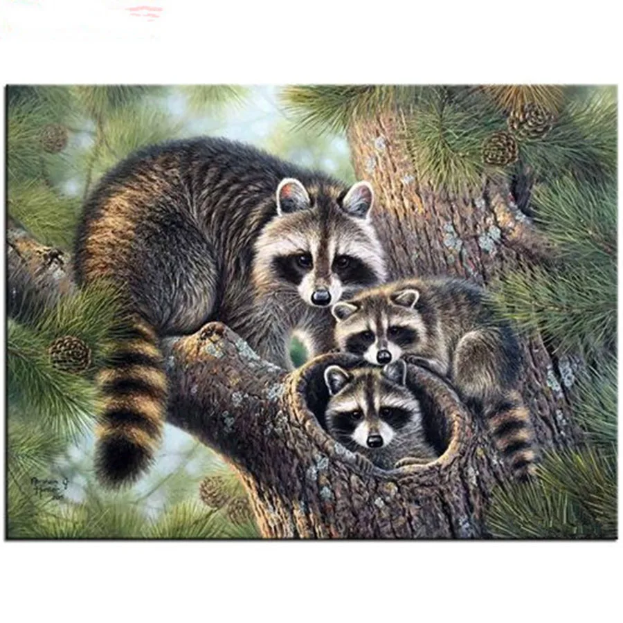 Новинка 5D алмазная вышивка енота семейная крестом квадратная Алмазная картина