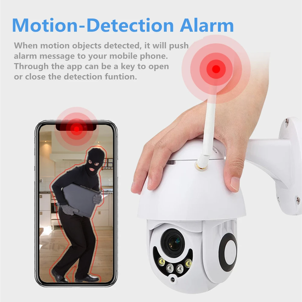 1080P Wifi IP Camera Outdoor Two Way Audio PTZ 5X Optical Zoom Night Vision IR 60M Wireless Security Speed Dome P2P | Безопасность и