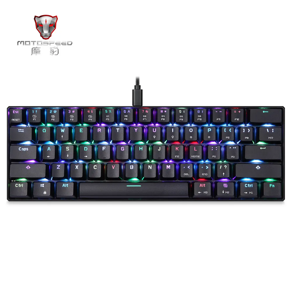 MotoSpeed цветная RGB подсветка регулируемые MX синие переключатели 61 клавиша игровая