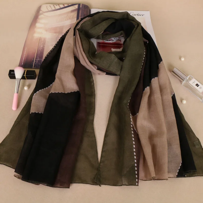 Модный этнический шарф в стиле пэчворк с эффектом омбре Осень-зима Мягкая