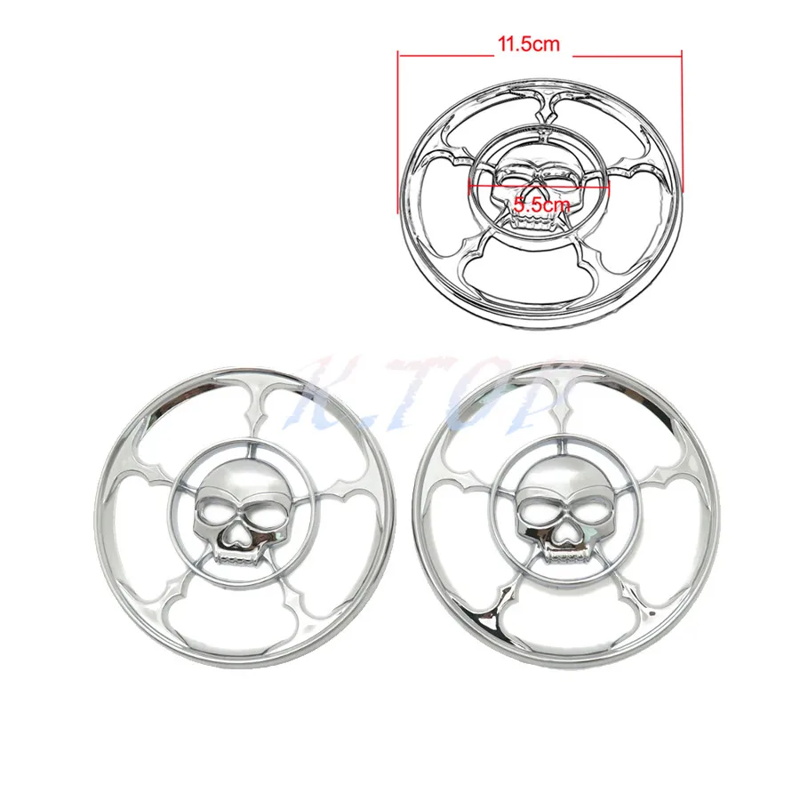 1 пара хромированный динамик в форме черепа накладка на Гриль Для Harley Touring Electra Street