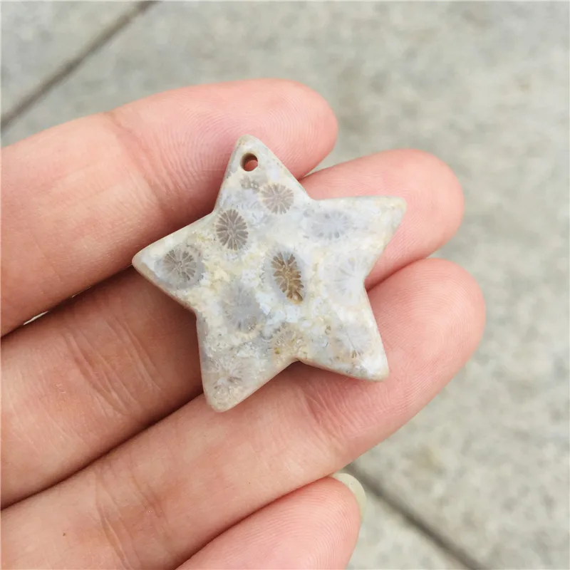 Красивый Натуральный Коралл окаменелые хризантемы звезды счастливый амулет