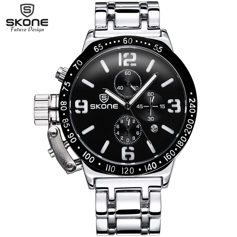 SKONE спортивные часы мужские люксовый бренд с хронографом кварцевые из