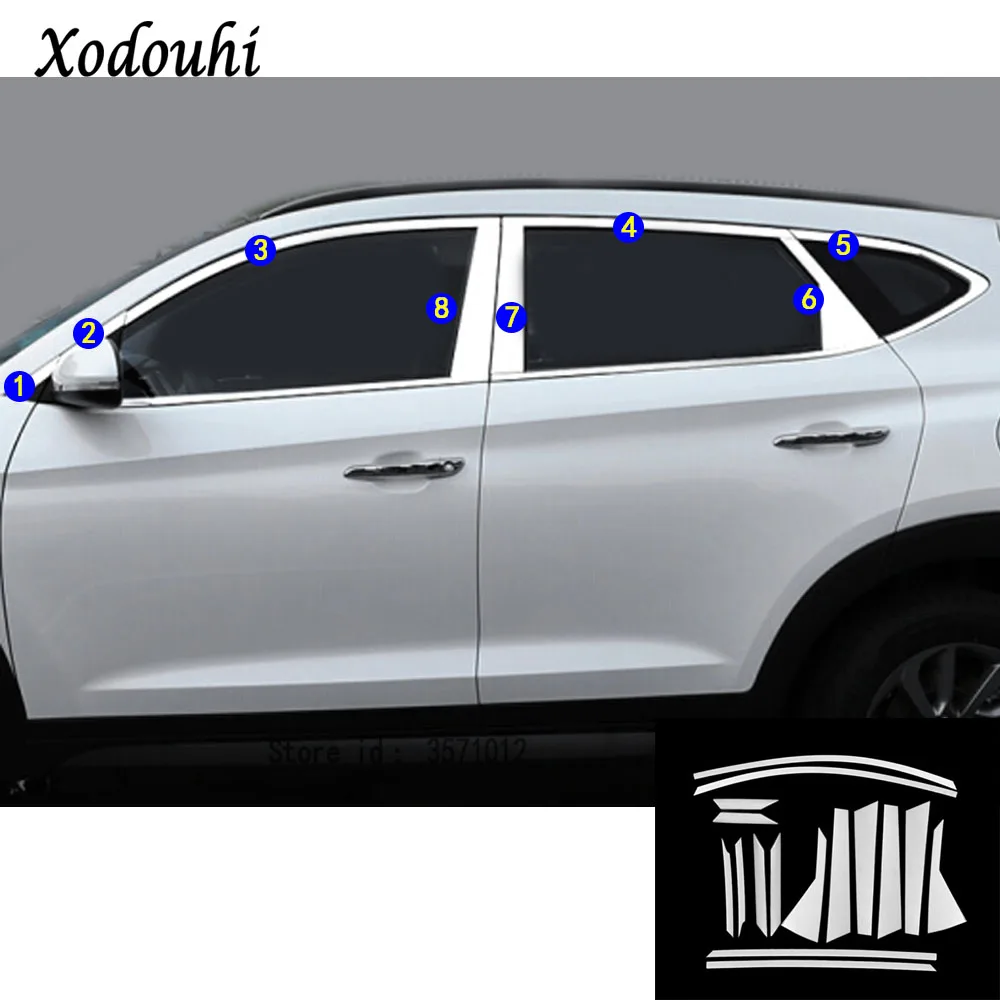 

For Hyundai Tucson 2015 2016 2017 2018 Car Styling Stick Stainless Steel Glass Window Garnish Pillar Middle Column Trim Hood
