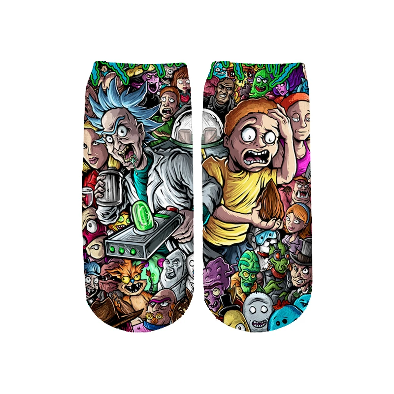 19 Новейшие Rick and Morty 3D печатных мультфильм милые короткие носки для мужчин женщин harajuku корейские носки RS-001 - Цвет: 19