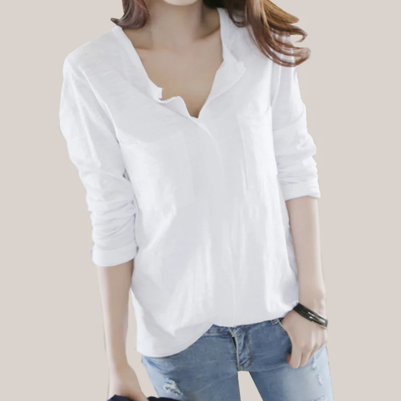 Женская футболка с длинным рукавом модная пикантная однотонная хлопковая