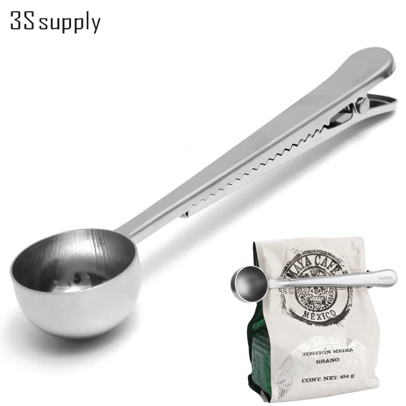 Нержавеющая сталь серебро ложка для кофе зажимом запечатывания пакетов Миксер