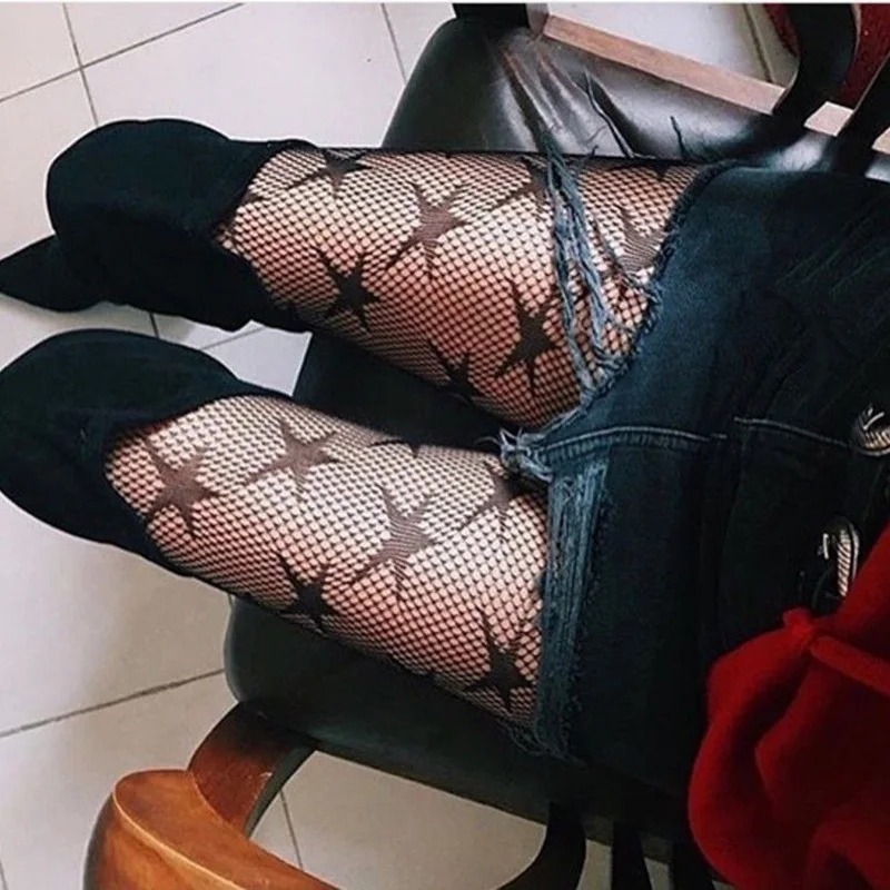 Новинка 2019 Женская Клубная одежда колготки со звездами сетчатые|fishnet stockings|stockings