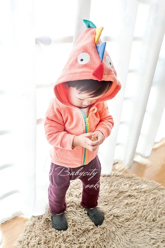 2017 новинка одежда для мальчиков животного с капюшоном на молнии карманов Костюмы