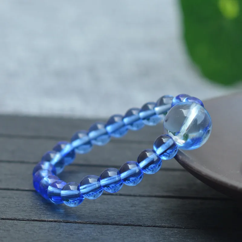 Женский браслет с большими бусинами голубые браслеты из бисера диаметром 10 мм