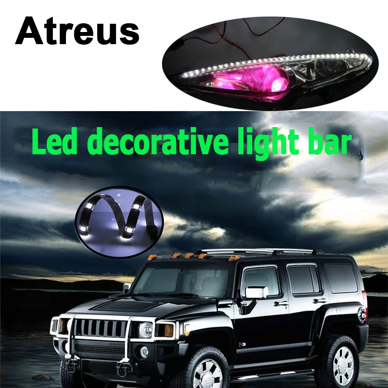 

Atreus 2pc For Mitsubishi ASX Suzuki Subaru Acura Jeep Renegade Fiat Hyundai Solaris Car Decoration Light Bar LED Strip Sticker
