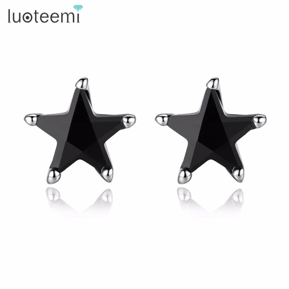 Luoteemi Серебряный тон Классический Star Форма черный Кубический Цирконий Кристалл