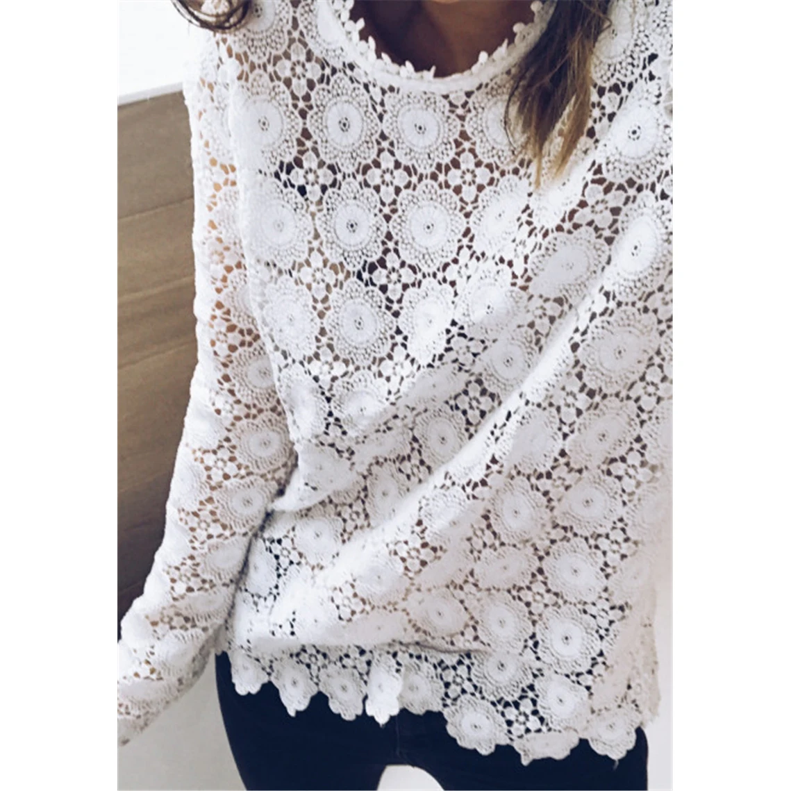 Модные женские пляжные летние свободные повседневные шифоновые кружевные белые