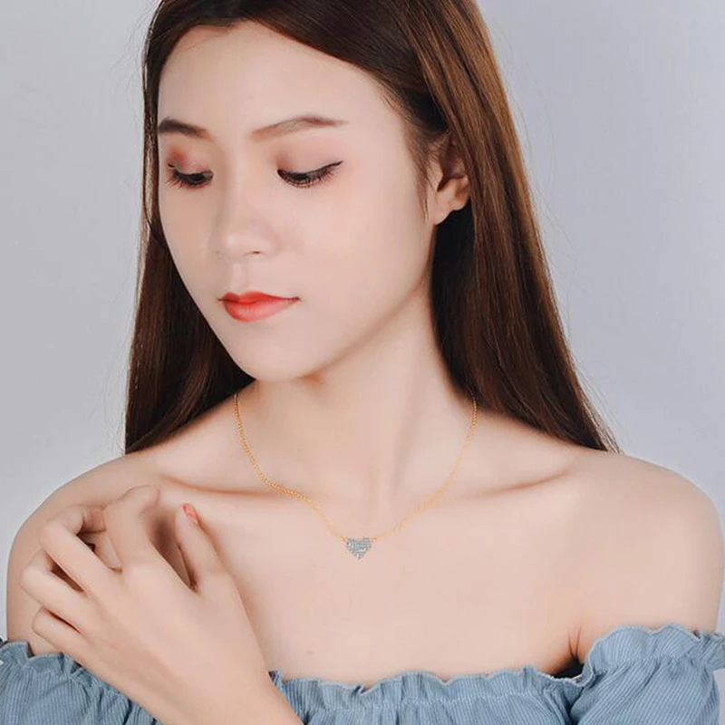 Цепочка женская из серебра 925 пробы с подвеской в виде сердца | Украшения и