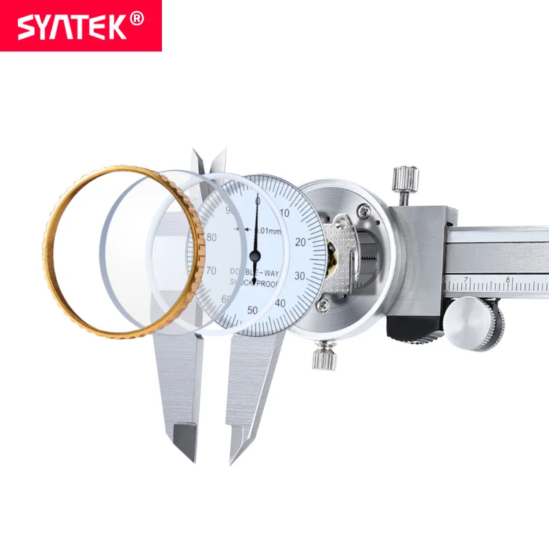 Syntek 0-200 микрометр измерительный прибор штангенциркуль с циферблатом