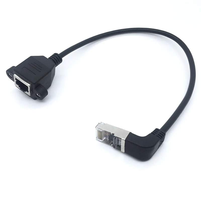 Ethernet LAN Сетевой удлинитель CAT5e RJ45 штекер гнездо 90 градусов вниз угловой 30 см с