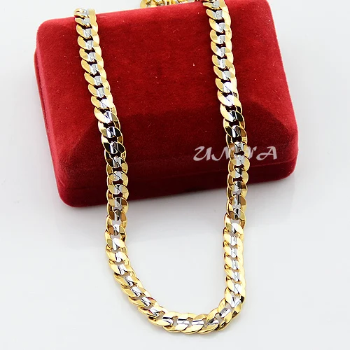7mm Fashion Men's Women Cut Chains White Yellow Gold Color Curb Set Jewelry Bracelets Necklace | Украшения и аксессуары