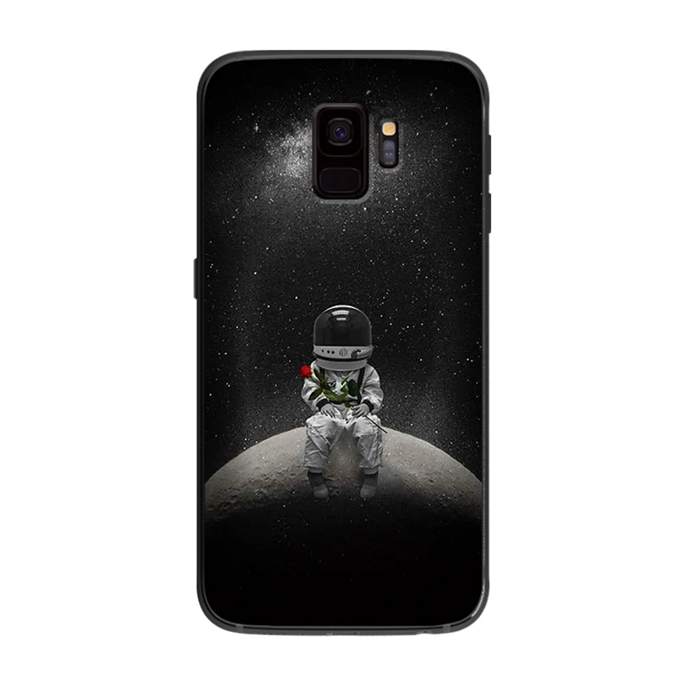 Черный и белый астронавт мягкий чехол для телефона Samsung Galaxy S6 S7 S8 S9 S10e Plus Note 8 9