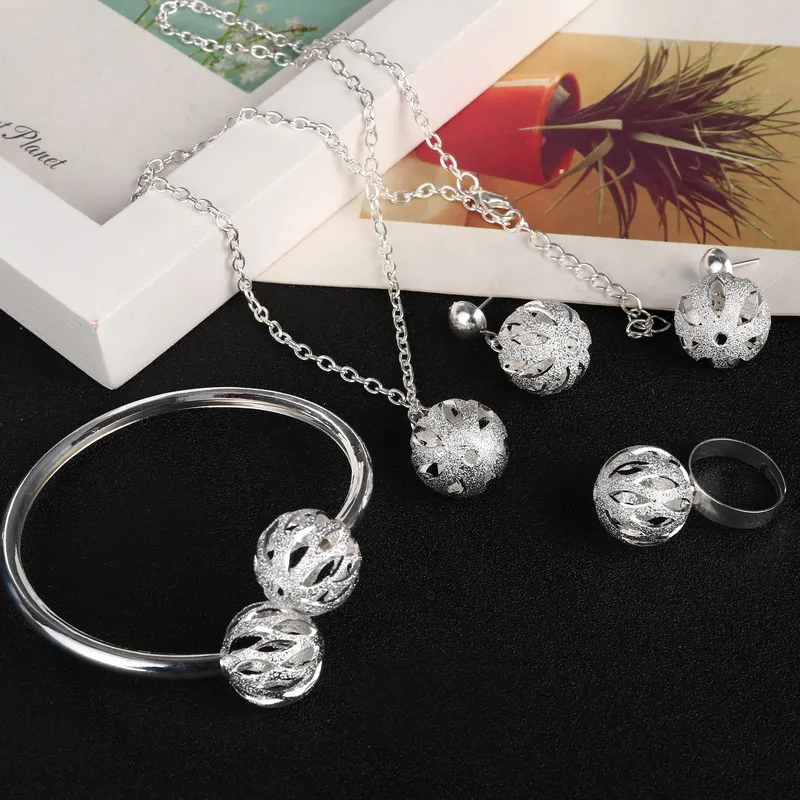 Высокое качество Серебряный Свадебный полый шар Ювелирные наборы для женщин