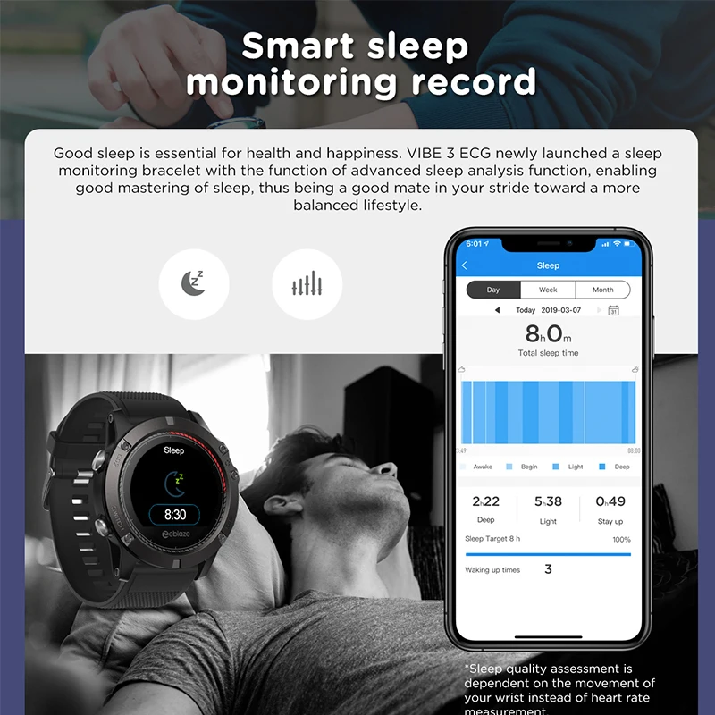 Смарт часы Zeblaze vibe 3 ЭКГ трекер сердечного ритма для мужчин smartband напоминание о