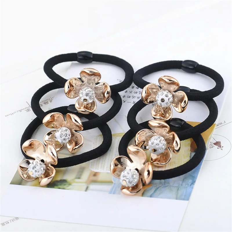 1 шт. аксессуары для волос с шариками женщин эластичные резинки золотыми цветами