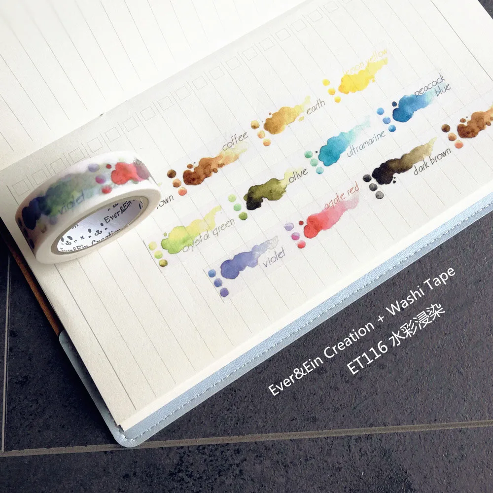 15mm*10m Basic watercolor cute colour halo dyeing Decoration Washi Tape DIY Planner Diary Scrapbooking Masking Tape Sticker