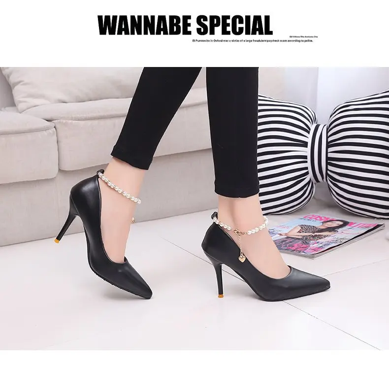 White Women Wedding Shoes Crystal Preal Ankle Strap Bridal Shoes Woman Dress Shoes Seay Pumps Sweet Party Shoes