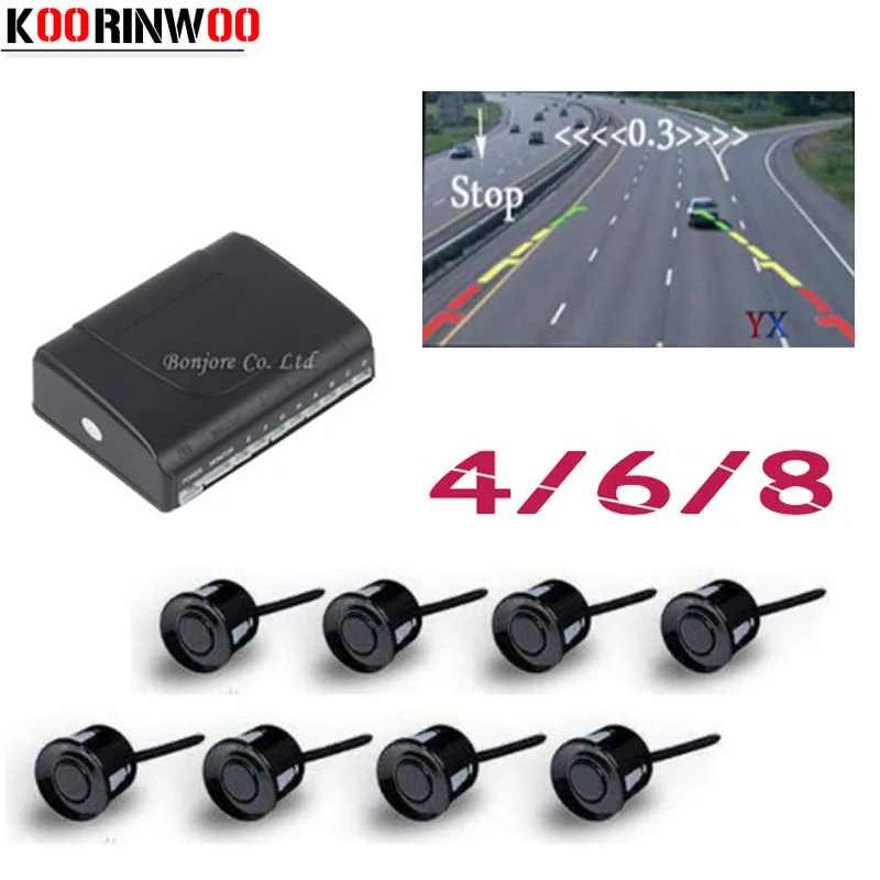 Koorinwoo 2022 Parktronics Car parking sensors 8/6/4 Radars Alarm Probe detector RCA Video System Show Distance Image Assistance