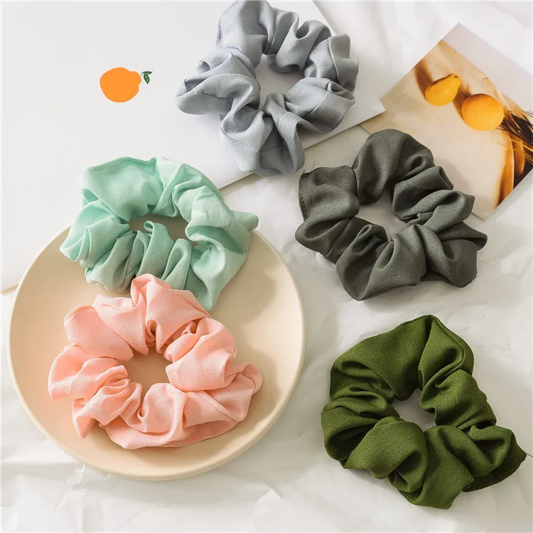 

Резинки для волос из шифона корейские женские Однотонные эластичные резинки для волос резинки для фиксации волос хвостиком аксессуары для ...