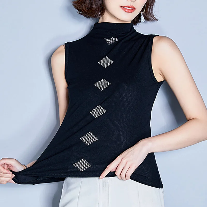 Fashion summer women t shirt 2019 ladies tops Sleeveless top for clothing plus size black | Женская одежда