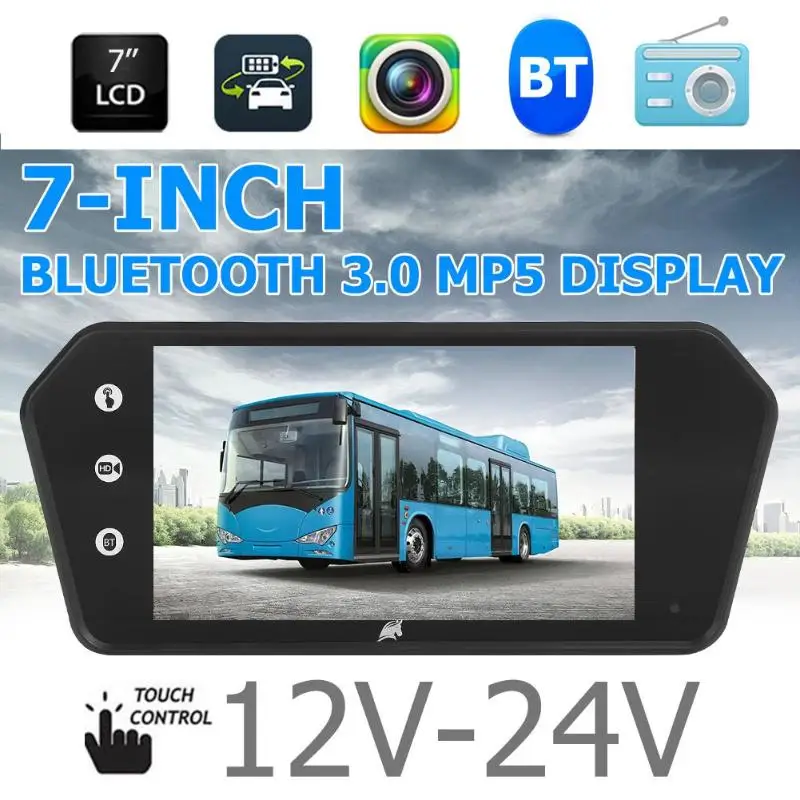 7 дюймов сенсорный экран автомобиля Зеркало заднего вида монитор видео MP5 плеер