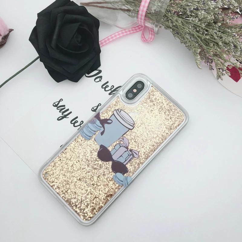 SICOOTE Cute Glitter Dynamic Liquid Phone Case Cover For Apple iPhone 6S 7 6 Plus 8 X Quicksand Funda Coque |