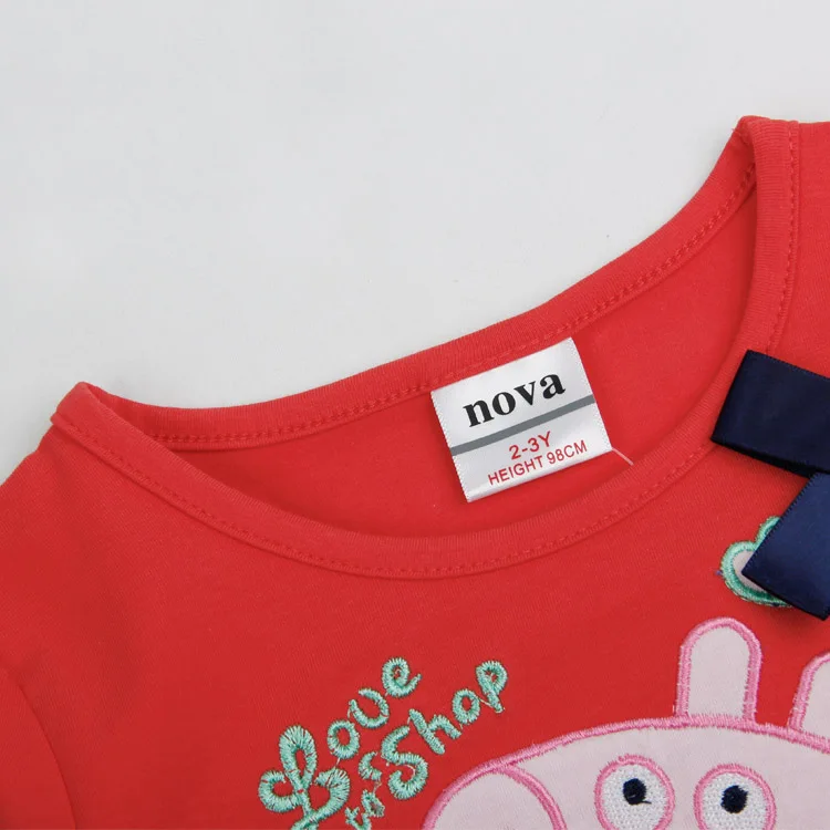 FREE SHIPPING H4549#2014 new fashion nova baby girls flower peppa pig long sleeve summer party dress for | Детская одежда и обувь