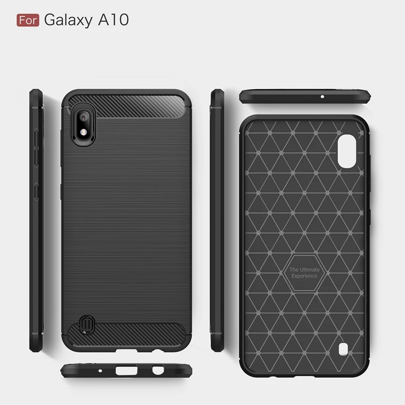 Чехол для Samsung Galaxy A10 из углеродного волокна противоударный мягкий ТПУ Матовый