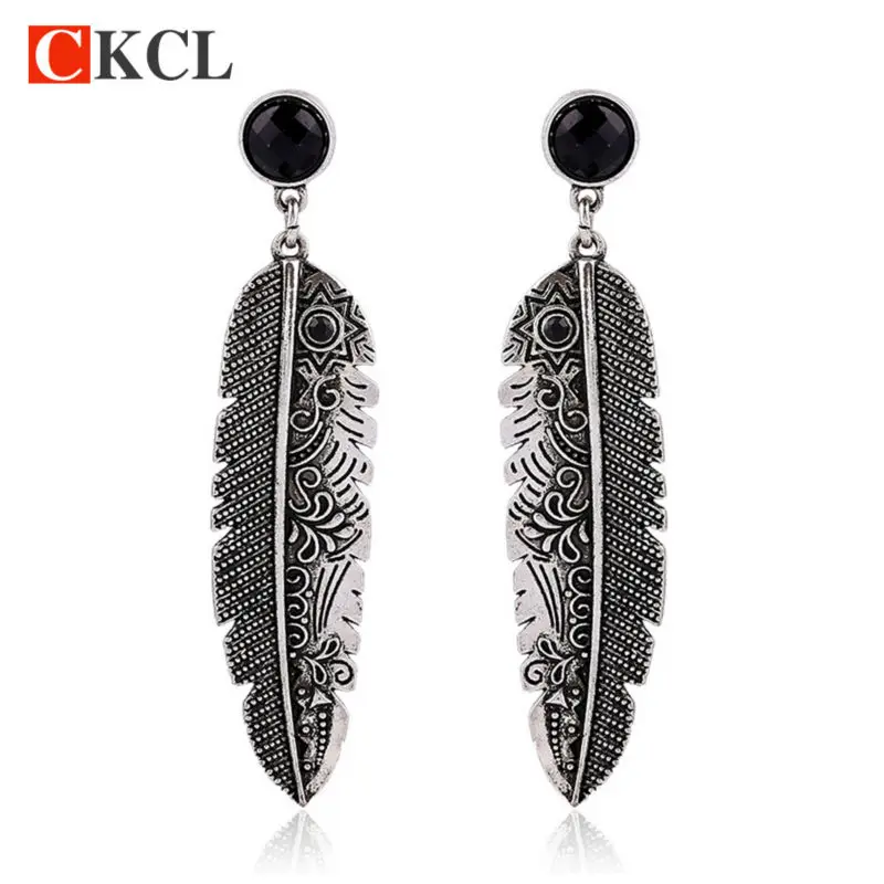 Новый дизайн богемные винтажные Подвесные серьги с перьями для женщин висячие в