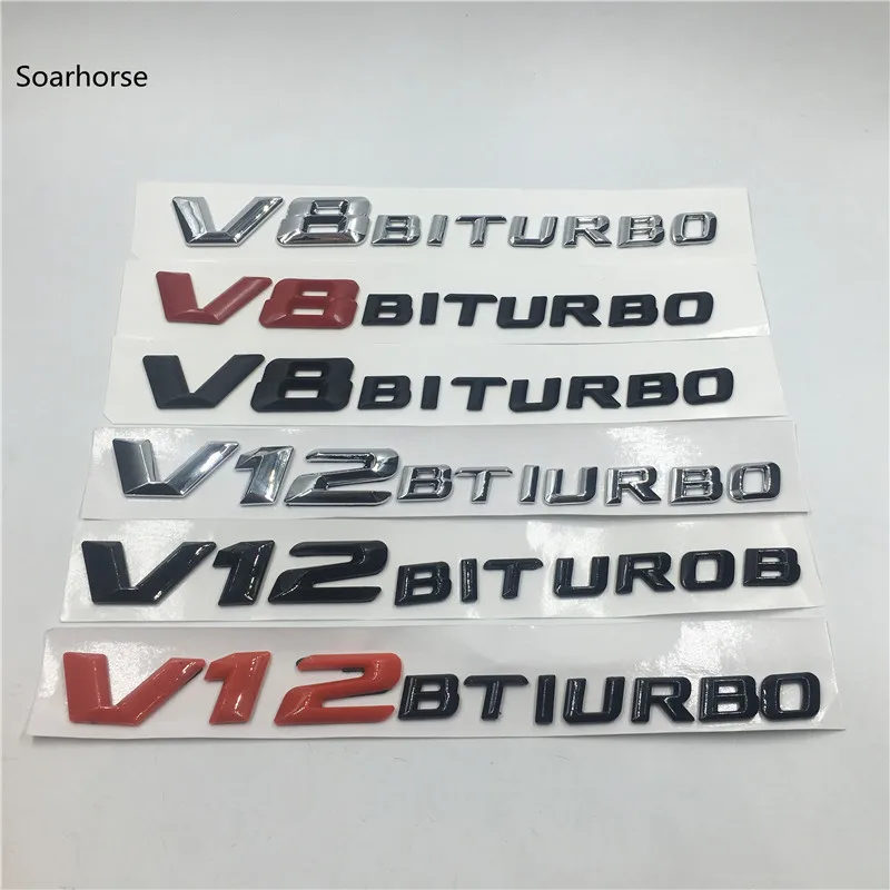 V8 V12 BITURBO задние буквы боковое крыло эмблема для Mercedes Benz cla W203 W204 W211 W176 W124 W212