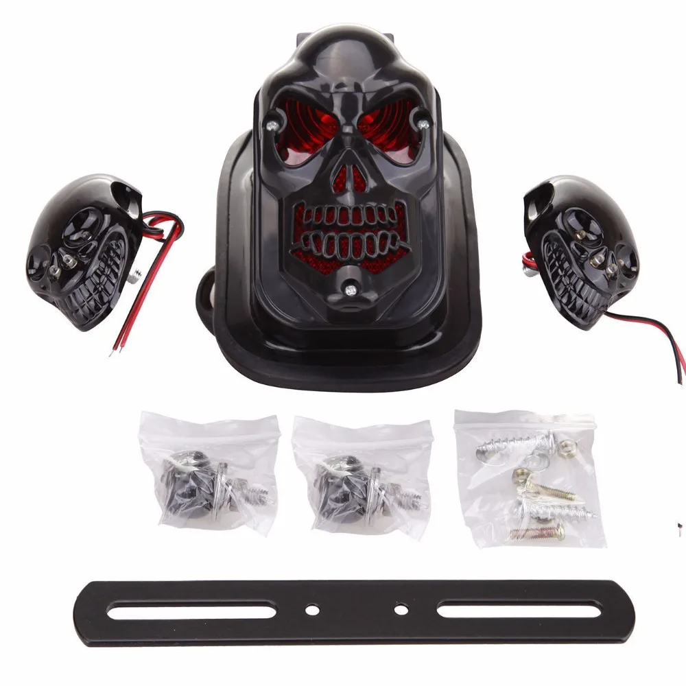 Tricks Мотоцикл Череп указатель поворота светильник задний тормоз для Harley Sportster Dyna