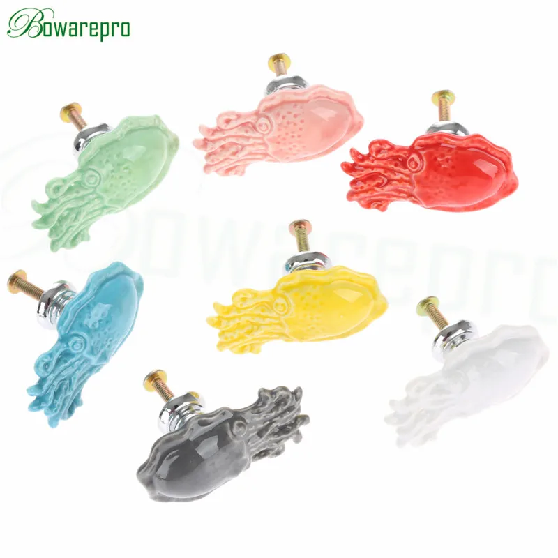 7 шт креативных осьминог море животные керамическая ручка двери детская комната