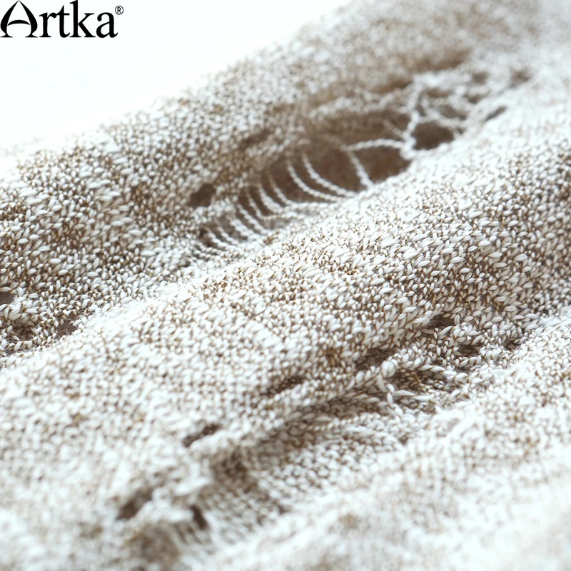 ARTKA/Женская Осенняя новинка однотонная с выемкой раздельная кардиган винтажный
