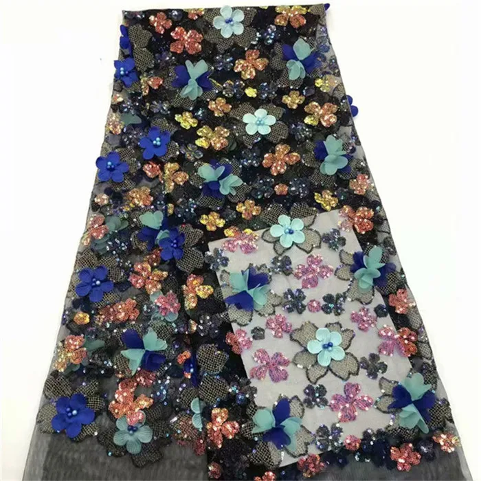 Нигерийская кружевная ткань с бисером 2019 Высококачественная африканская 3D