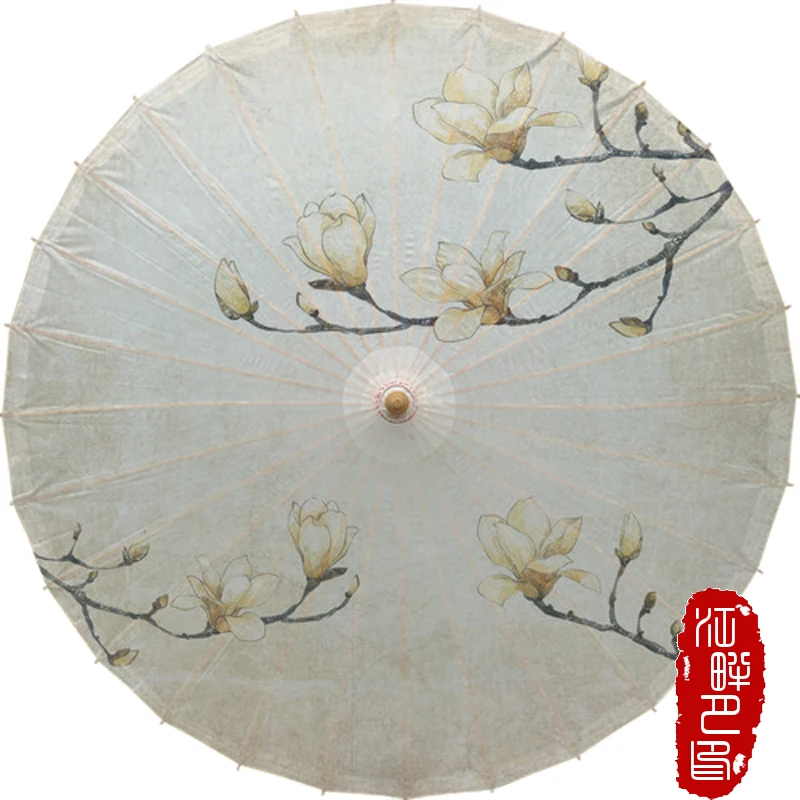 

Зонтик женский из масляной бумаги, с цветами магнолии, открытым пейзажем, бамбуковый, для косплея, свадебных подарков