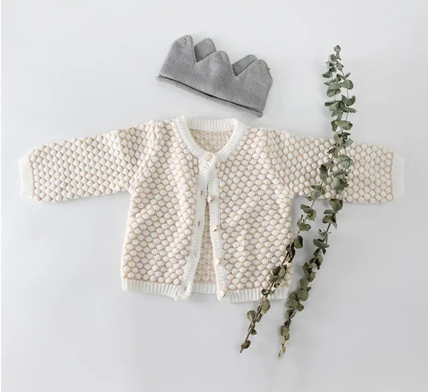cardigan Вязаный кардиган для новорожденных на осень и весну+ комбинезон, милый детский комплект из 2 предметов, одежда высокого качества - Цвет: cardigan